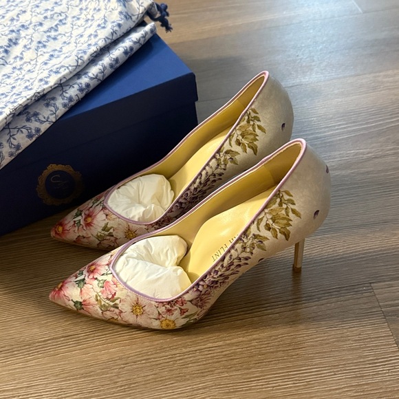 New Sarah Flint perfect pump 85 in white floral silk - Picture 3 of 7